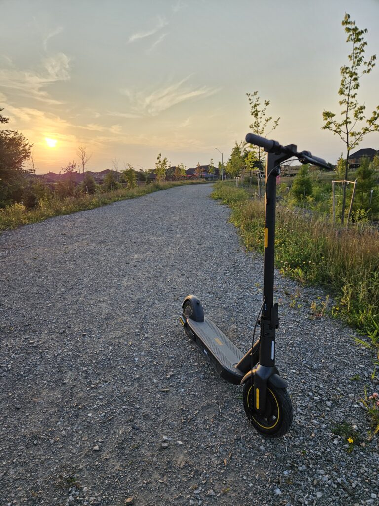e-scooter on a gravel trail